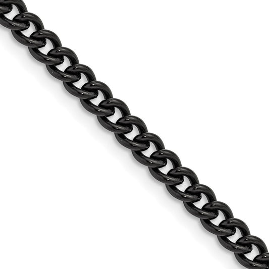 Chisel Stainless Steel Polished Black IP-plated 4.5mm 22 inch Round Curb Chain