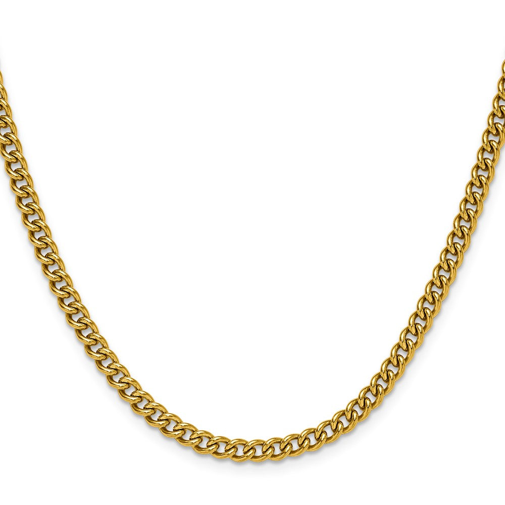 Chisel Stainless Steel Polished Yellow IP-plated 4.5mm 24 inch Round Curb Chain