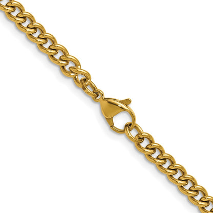 Chisel Stainless Steel Polished Yellow IP-plated 4.5mm 24 inch Round Curb Chain