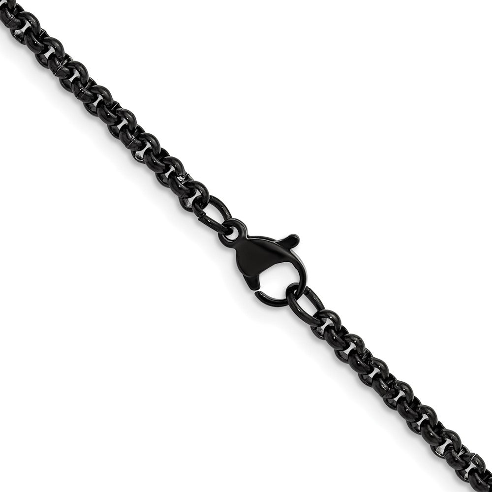 Chisel Stainless Steel Polished Black IP-plated 3mm 22 inch Rolo Chain