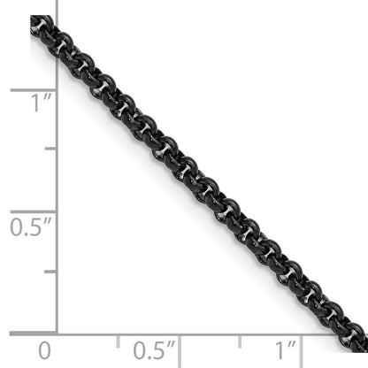 Chisel Stainless Steel Polished Black IP-plated 3mm 20 inch Rolo Chain