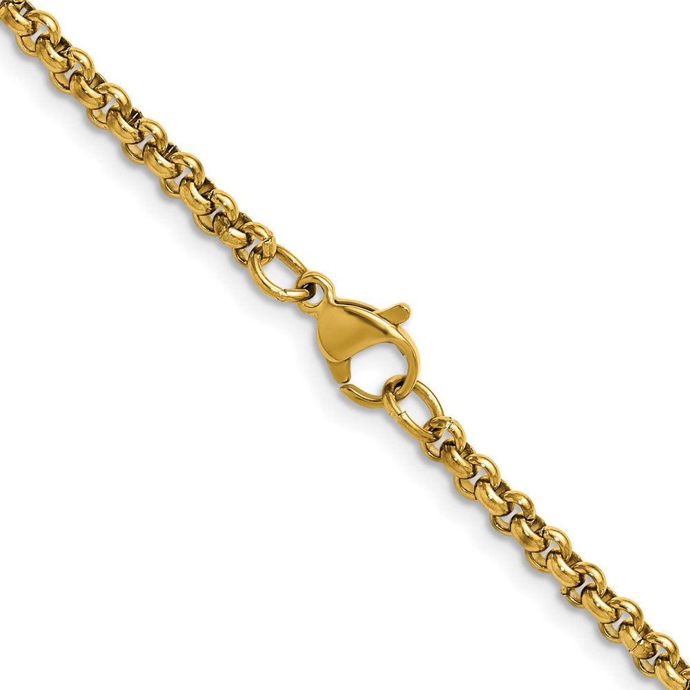 Chisel Stainless Steel Polished Yellow IP-plated 3mm 24 inch Rolo Chain