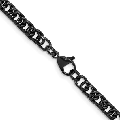 Chisel Stainless Steel Polished Black IP-plated 5mm 20 inch Double Curb Chain