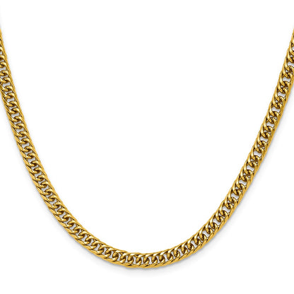 Chisel Stainless Steel Polished Yellow IP-plated 5mm 20 inch Double Curb Chain