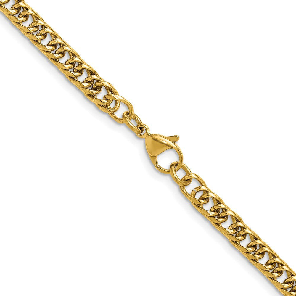Chisel Stainless Steel Polished Yellow IP-plated 5mm 22 inch Double Curb Chain