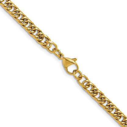 Chisel Stainless Steel Polished Yellow IP-plated 5mm 22 inch Double Curb Chain