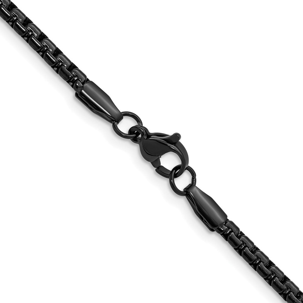 Chisel Stainless Steel Polished Black IP-plated 3mm 20 inch Flat Box Chain