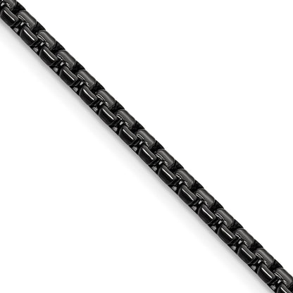 Chisel Stainless Steel Polished Black IP-plated 3mm 18 inch Flat Box Chain