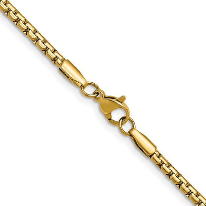 Chisel Stainless Steel Polished Yellow IP-plated 3mm 24 inch Flat Box Chain