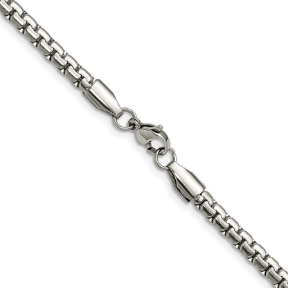 Chisel Stainless Steel Polished 4mm 24 inch Flat Box Chain