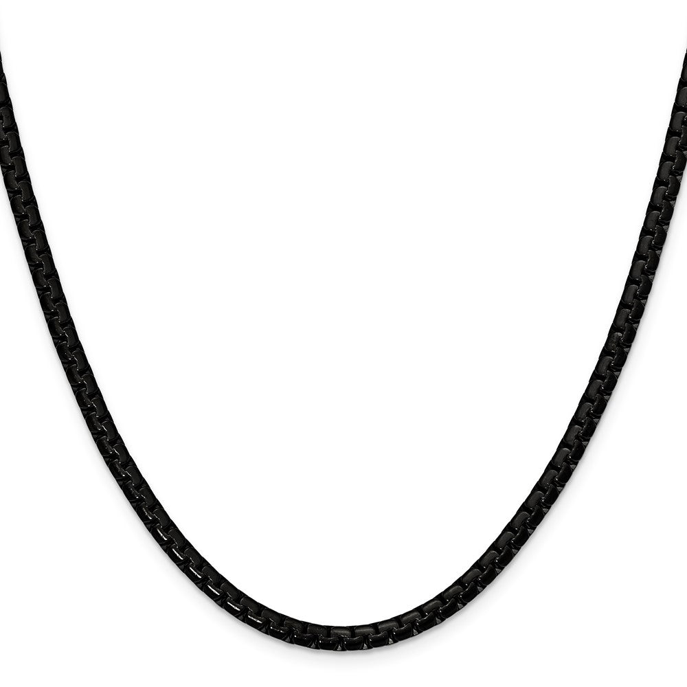 Chisel Stainless Steel Polished Black IP-plated 4mm 22 inch Flat Box Chain