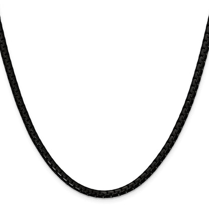 Chisel Stainless Steel Polished Black IP-plated 4mm 24 inch Flat Box Chain