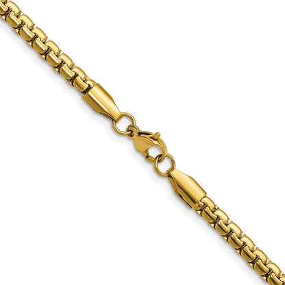Chisel Stainless Steel Polished Yellow IP-plated 4mm 20 inch Flat Box Chain