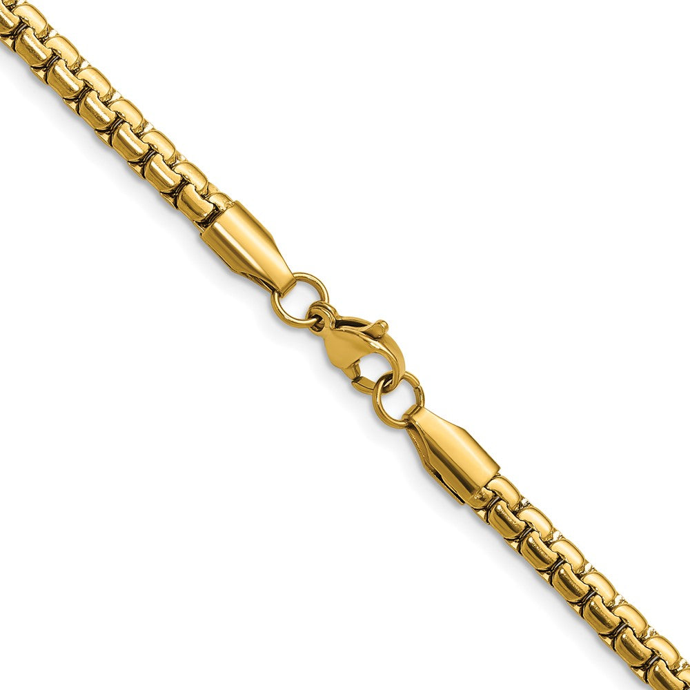 Chisel Stainless Steel Polished Yellow IP-plated 4mm 24 inch Flat Box Chain