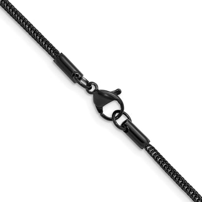 Chisel Stainless Steel Polished Black IP-plated 1.5mm 20 inch Square Wheat Chain