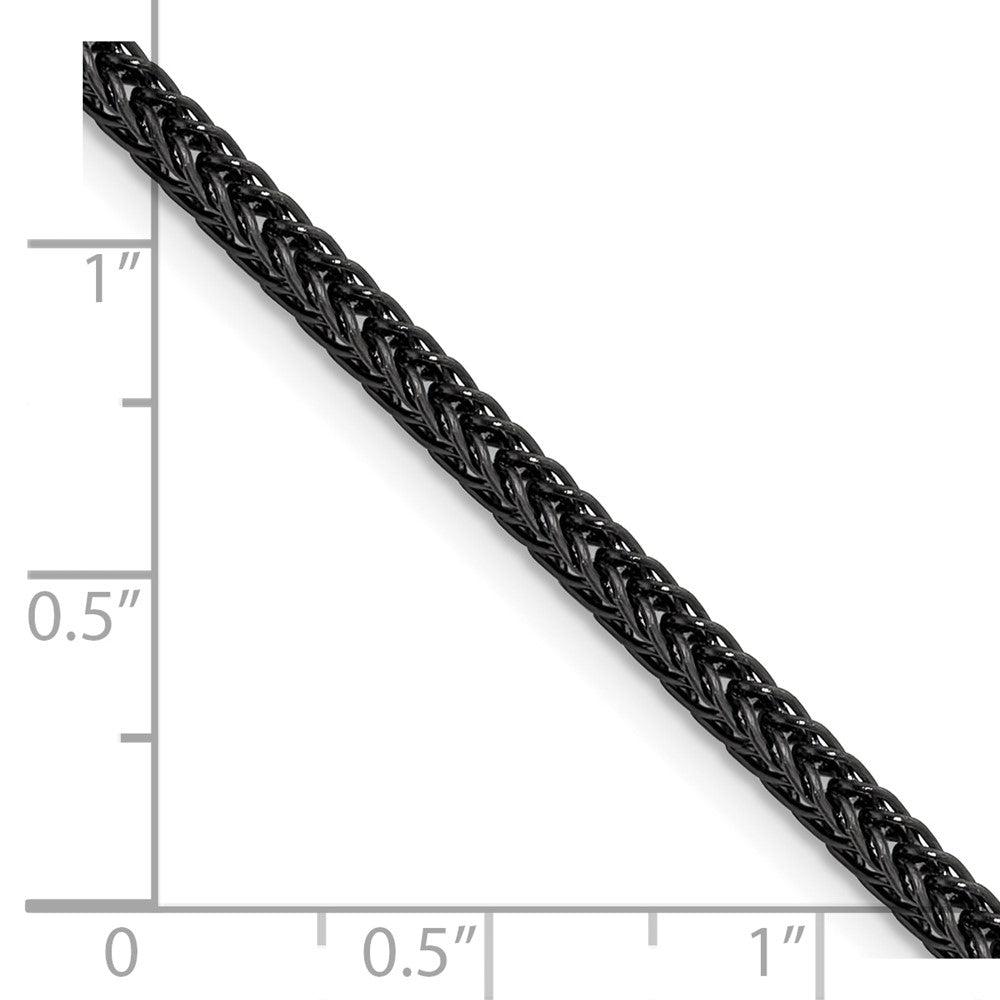 Chisel Stainless Steel Polished Black IP-plated 3.2mm 18 inch Square Wheat Chain