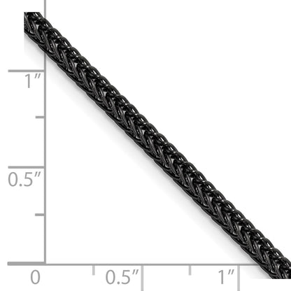 Chisel Stainless Steel Polished Black IP-plated 3.2mm 18 inch Square Wheat Chain