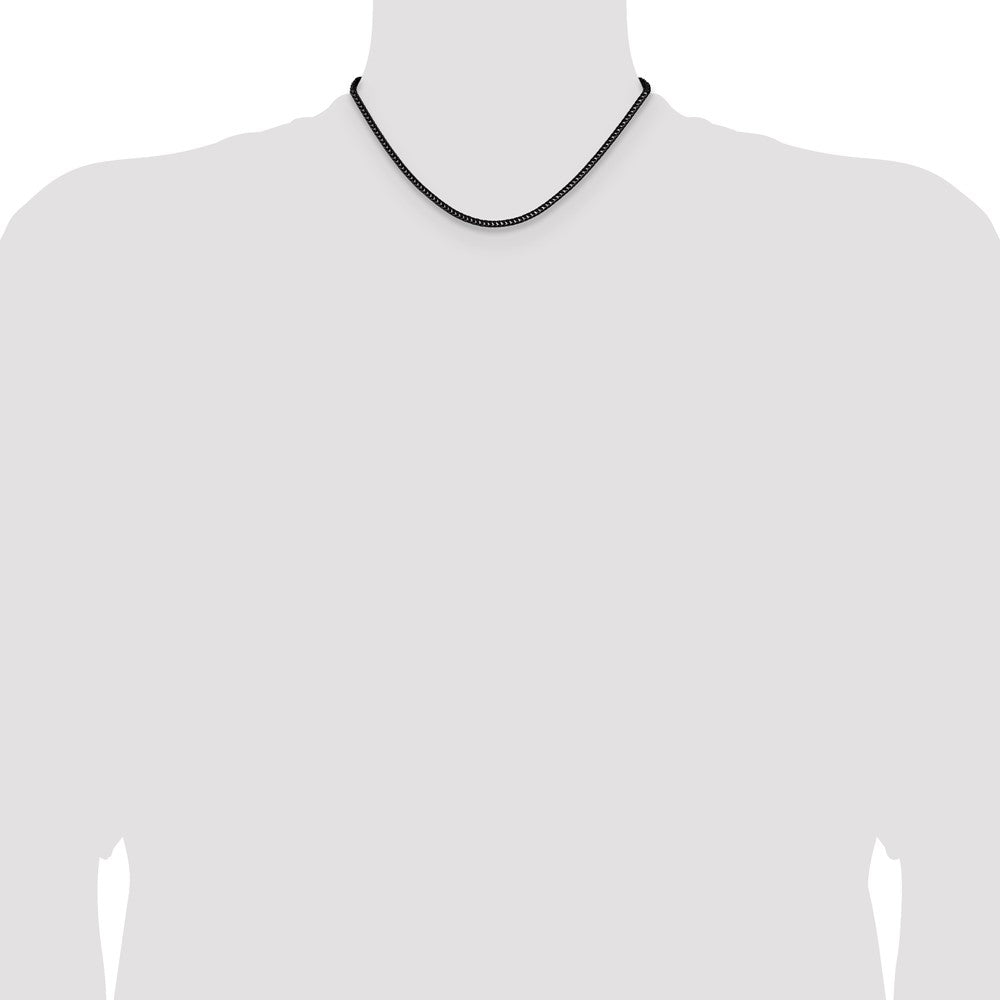 Chisel Stainless Steel Polished Black IP-plated 3.2mm 16 inch Square Wheat Chain