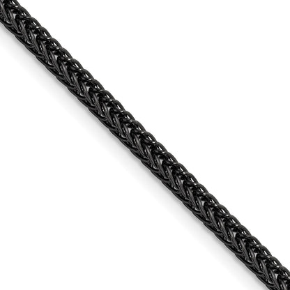 Chisel Stainless Steel Polished Black IP-plated 3.2mm 22 inch Square Wheat Chain