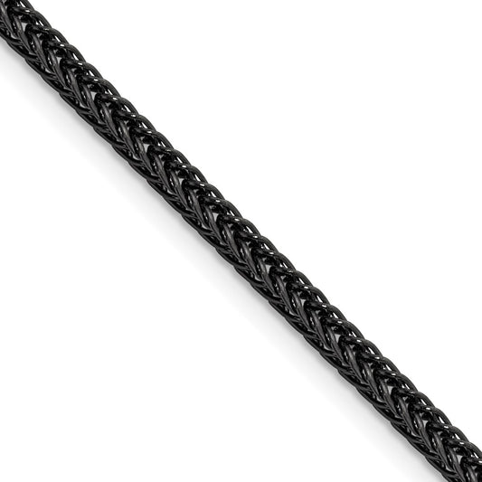 Chisel Stainless Steel Polished Black IP-plated 3.2mm 22 inch Square Wheat Chain