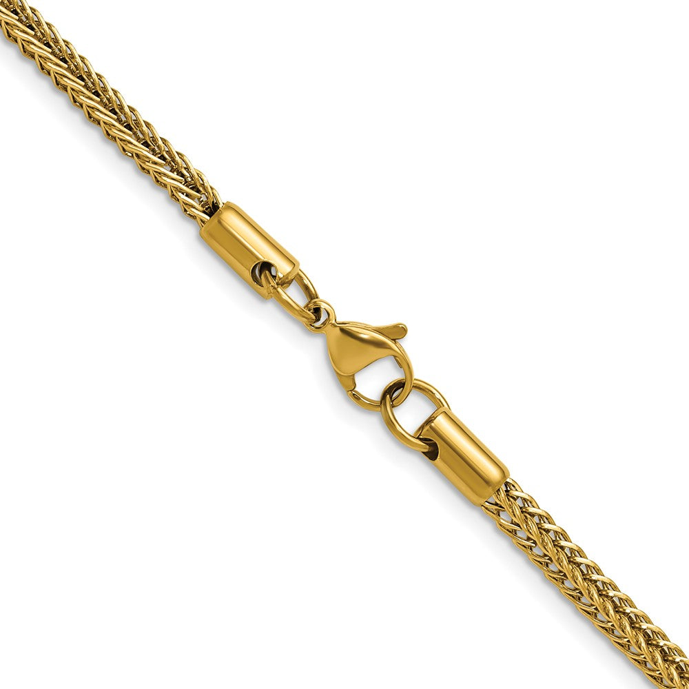 Chisel Stainless Steel Polished Yellow IP-plated 3.2mm 22 inch Square Wheat Chain