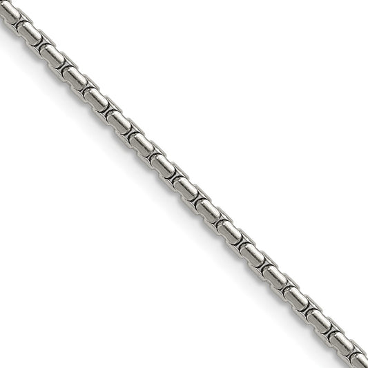 Chisel Stainless Steel Polished 1.7mm 24 inch Elongated Box Chain