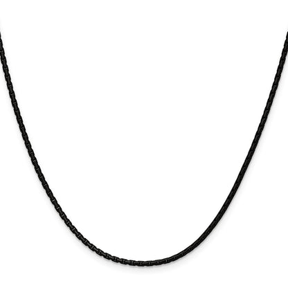 Chisel Stainless Steel Polished Black IP-plated 1.7mm 18 inch Elongated Box Chain