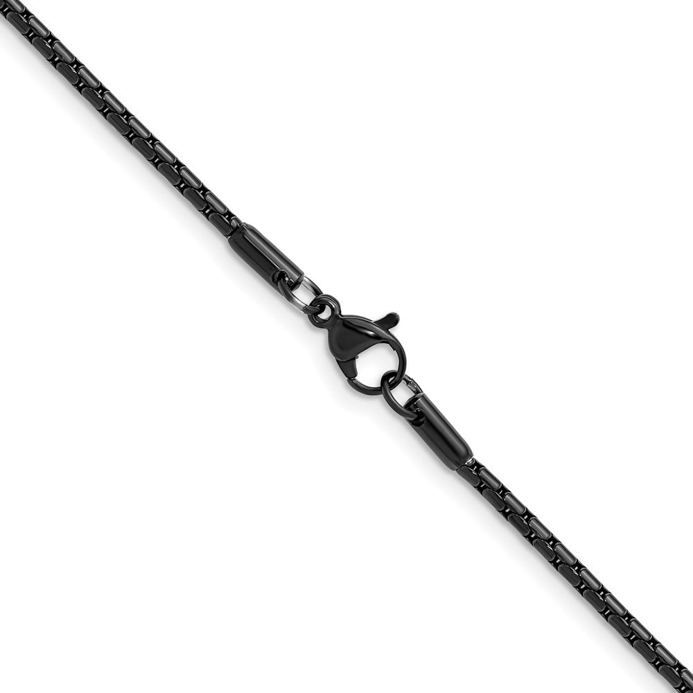 Chisel Stainless Steel Polished Black IP-plated 1.7mm 20 inch Elongated Box Chain