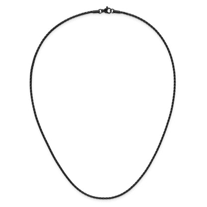 Chisel Stainless Steel Polished Black IP-plated 1.7mm 20 inch Elongated Box Chain