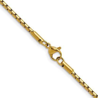Chisel Stainless Steel Polished Yellow IP-plated 1.7mm 20 inch Elongated Box Chain