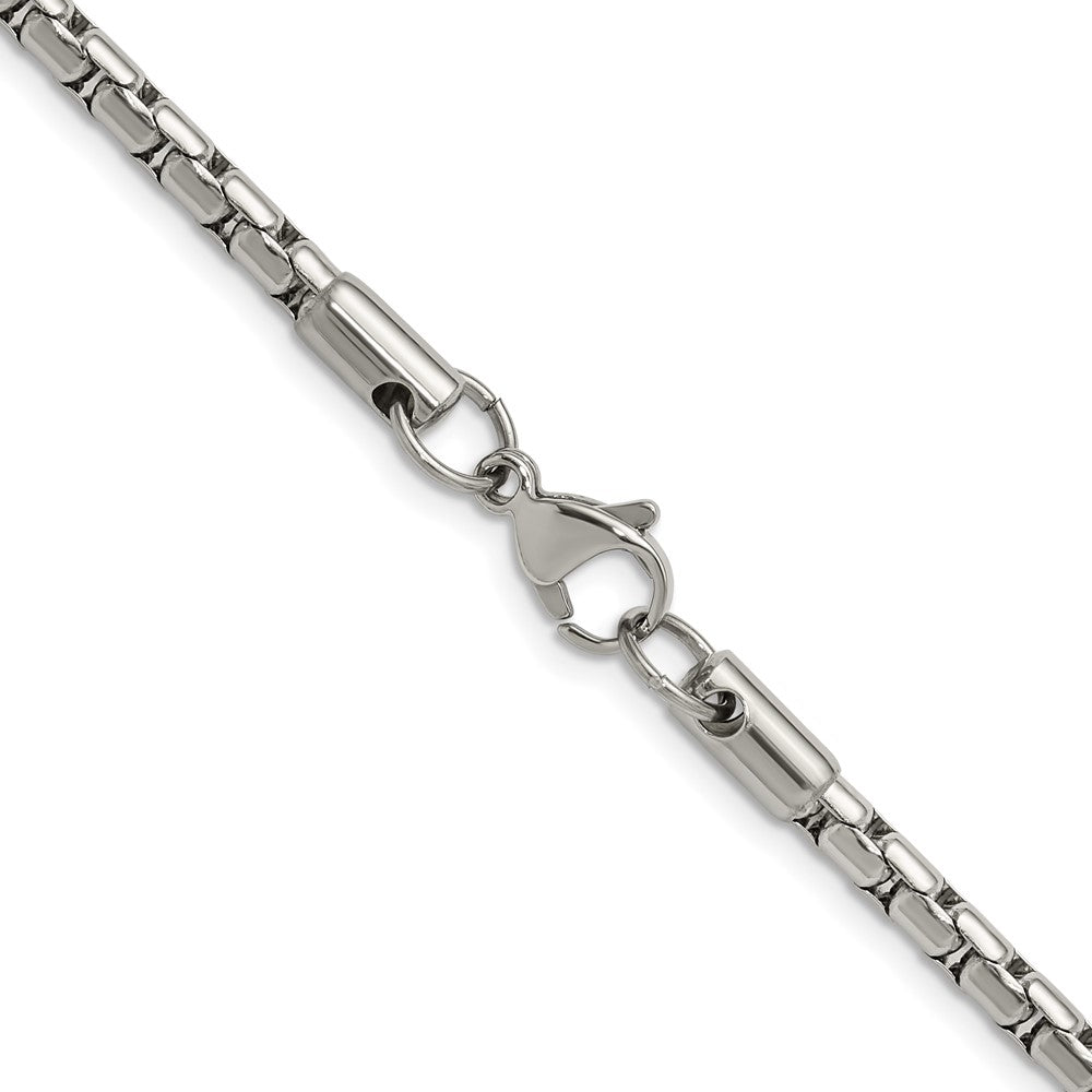 Chisel Stainless Steel Polished 3.5mm 18 inch Elongated Round Box Chain