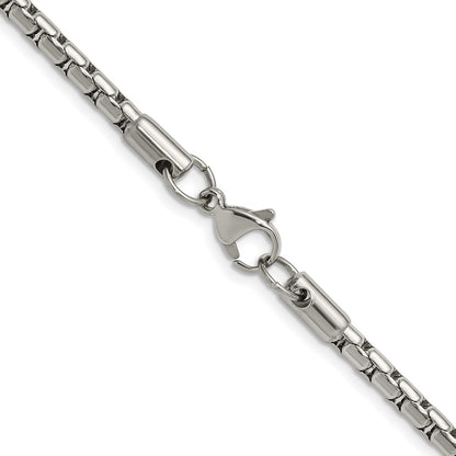 Chisel Stainless Steel Polished 3.5mm 20 inch Elongated Round Box Chain