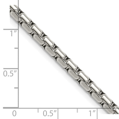 Chisel Stainless Steel Polished 3.5mm 24 inch Elongated Round Box Chain