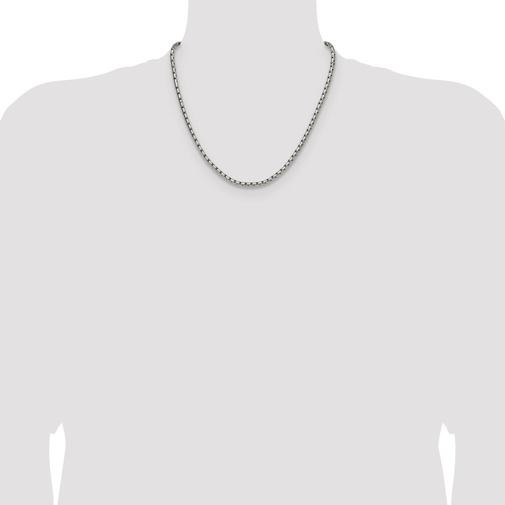 Chisel Stainless Steel Polished 3.5mm 18 inch Elongated Round Box Chain