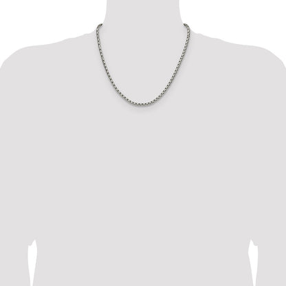 Chisel Stainless Steel Polished 3.5mm 20 inch Elongated Round Box Chain
