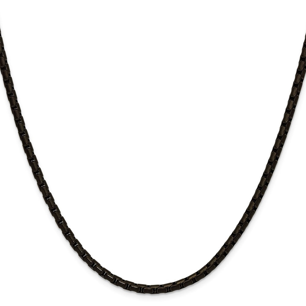 Chisel Stainless Steel Polished Black IP-plated 3.5mm 20 inch Elongated Round Box Chain