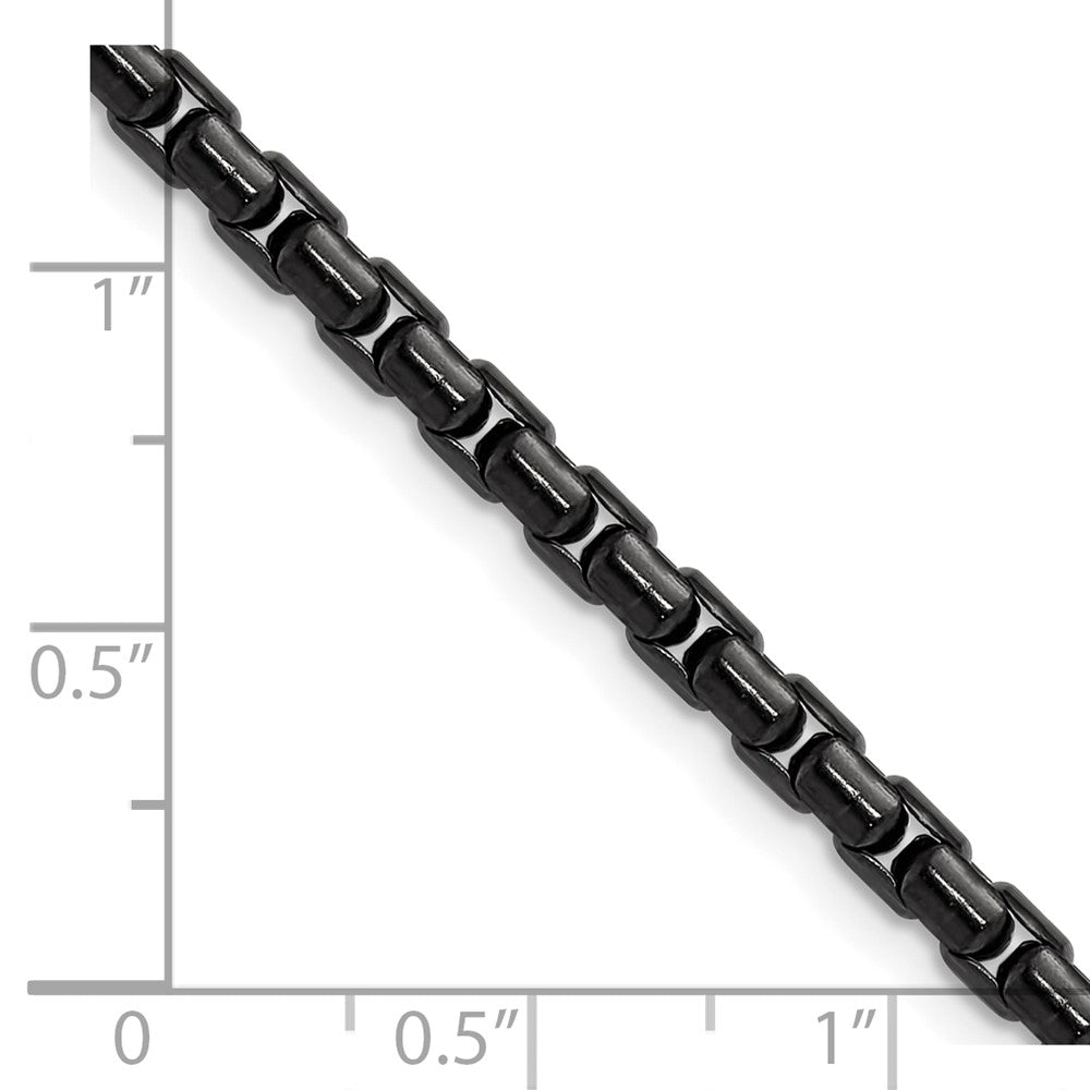 Chisel Stainless Steel Polished Black IP-plated 3.5mm 18 inch Elongated Round Box Chain