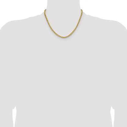 Chisel Stainless Steel Polished Yellow IP-plated 3.5mm 18 inch Elongated Round Box Chain
