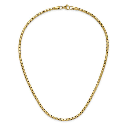 Chisel Stainless Steel Polished Yellow IP-plated 3.5mm 20 inch Elongated Round Box Chain