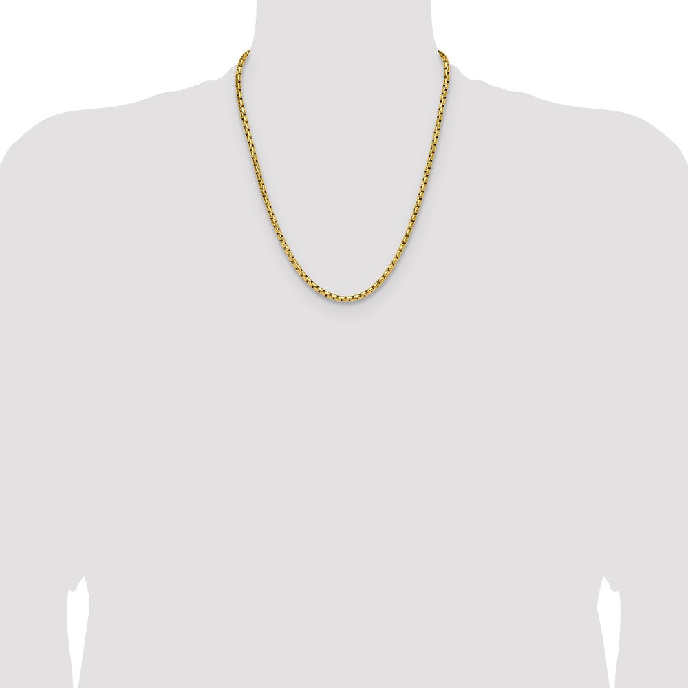 Chisel Stainless Steel Polished Yellow IP-plated 3.5mm 22 inch Elongated Round Box Chain