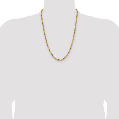 Chisel Stainless Steel Polished Yellow IP-plated 3.5mm 24 inch Elongated Round Box Chain