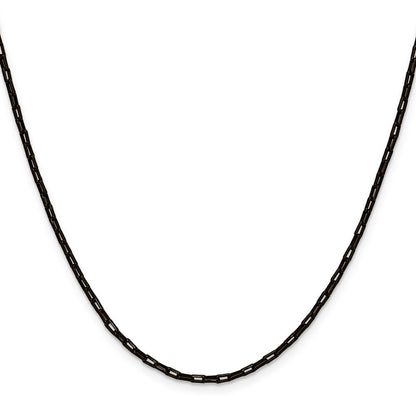 Chisel Stainless Steel Polished Black IP-plated 2.2mm 20 inch Fancy Box/Paperclip Link Chain