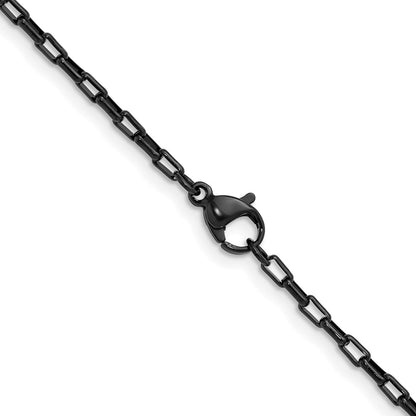 Chisel Stainless Steel Polished Black IP-plated 2.2mm 22 inch Fancy Box/Paperclip Link Chain