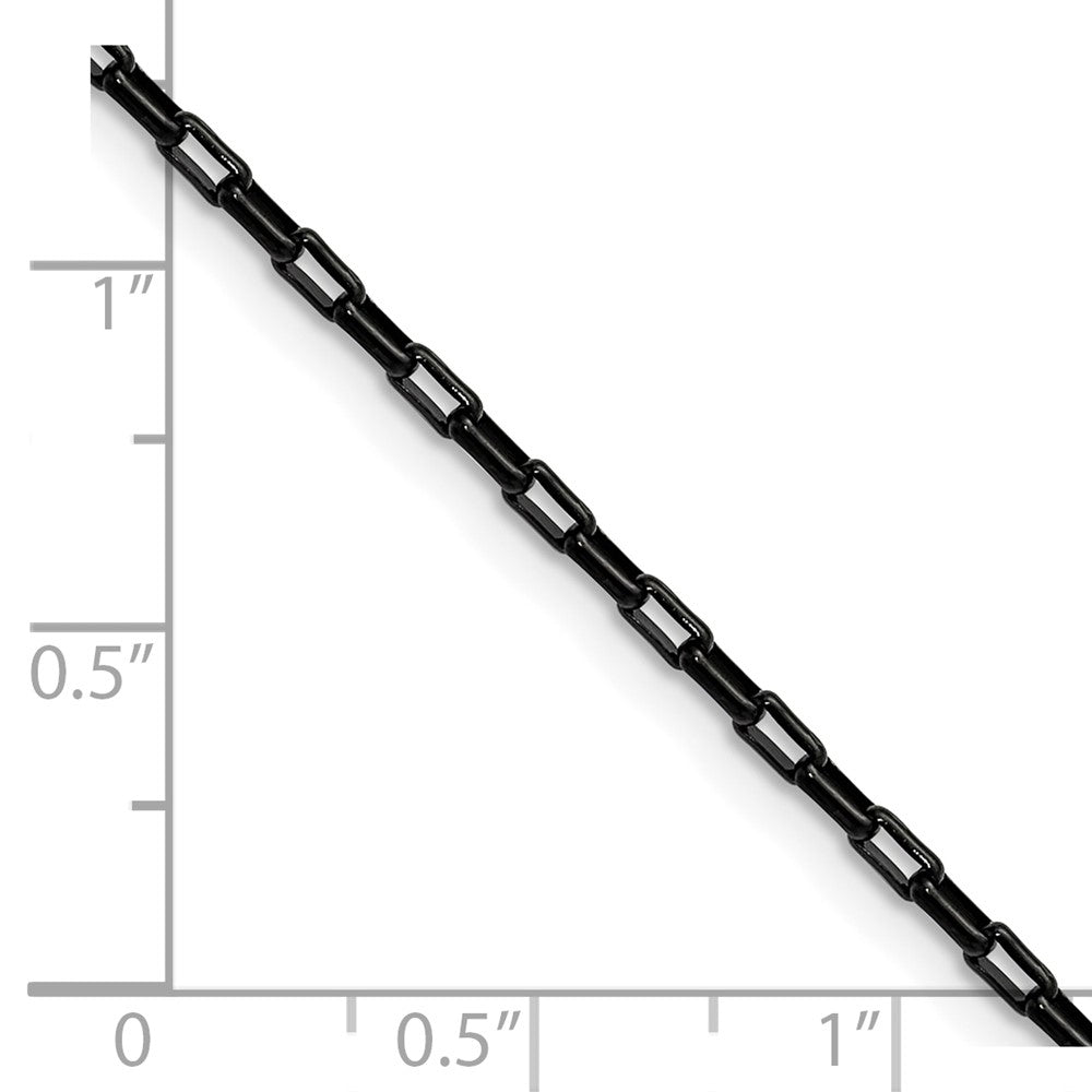 Chisel Stainless Steel Polished Black IP-plated 2.2mm 18 inch Fancy Box/Paperclip Link Chain