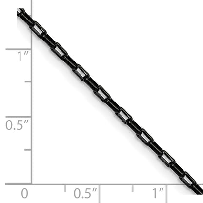Chisel Stainless Steel Polished Black IP-plated 2.2mm 18 inch Fancy Box/Paperclip Link Chain