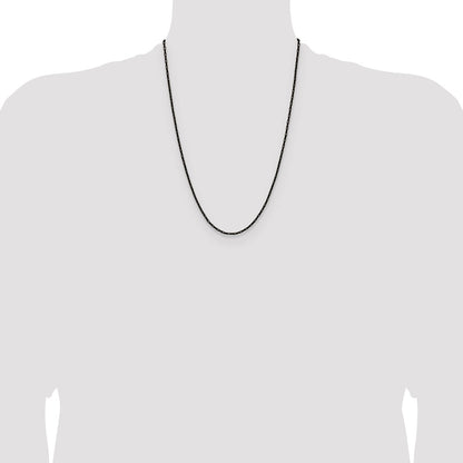 Chisel Stainless Steel Polished Black IP-plated 2.2mm 24 inch Fancy Box/Paperclip Link Chain
