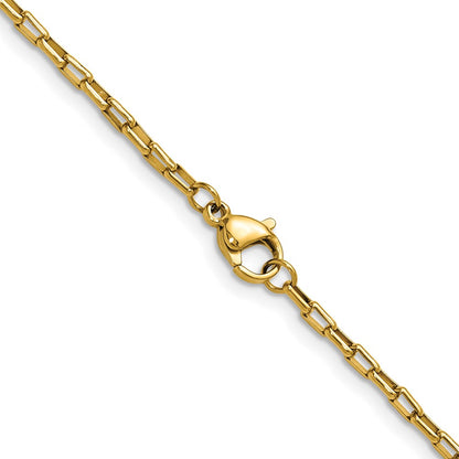 Chisel Stainless Steel Polished Yellow IP-plated 2.2mm 16 inch Fancy Box/Paperclip Link Chain