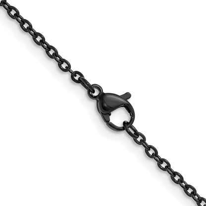 Chisel Stainless Steel Polished Black IP-plated 1.9mm 24 inch Cable Chain