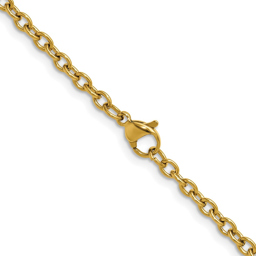 Chisel Stainless Steel Polished Yellow IP-plated 3mm 18 inch Cable Chain