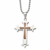 Chisel Stainless Steel Polished Brown IP-plated Diamond Accent Cross Pendant on a 24 inch Ball Chain Necklace